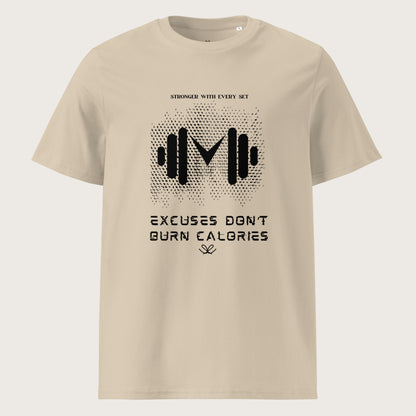 LuxPure Ultrasoft Organic Cotton Tee: Excuses Don't Burn Calories - Unisex